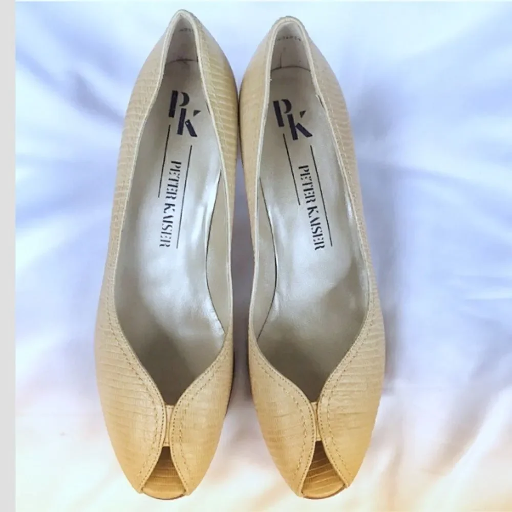 PETER KAISER PEEP TOE LEATHER SHOES.  NEW